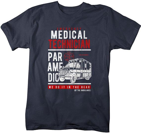 Men's Funny Paramedic T-Shirt EMT Shirts Do It In Rear Tee Ambulance Shirt-Shirts By Sarah
