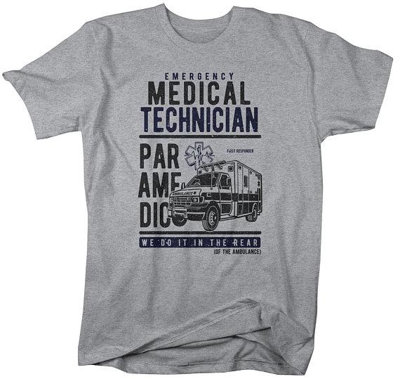 Men's Funny Paramedic T-Shirt EMT Shirts Do It In Rear Tee Ambulance Shirt-Shirts By Sarah