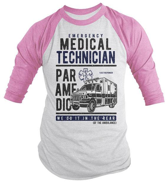 Men's Funny Paramedic Raglan EMT Shirts Do It In Rear Tee Ambulance Shirt 3/4 Sleeve-Shirts By Sarah