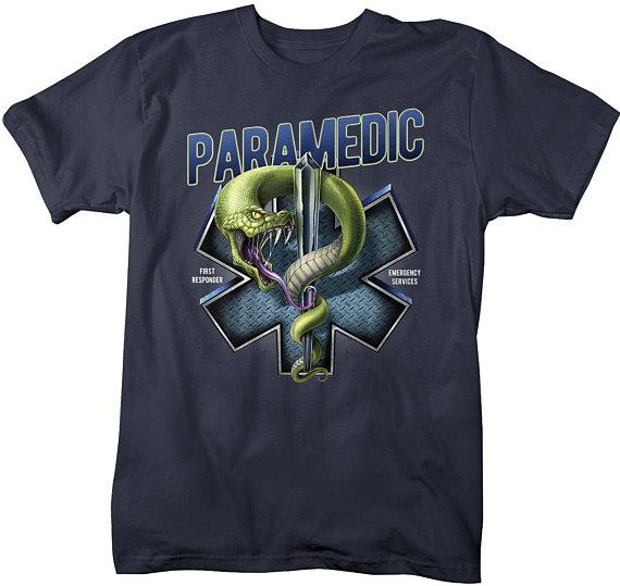 Men's Paramedic T-Shirt Star Life Snake Tee Gift Idea EMT Shirts-Shirts By Sarah