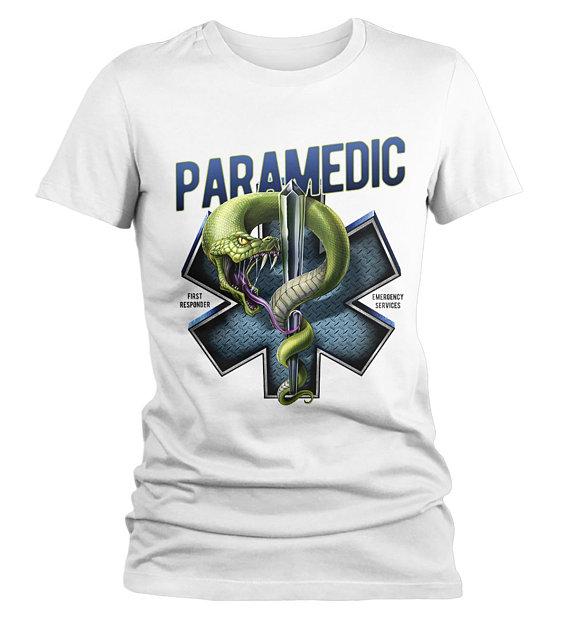 Women's Paramedic T-Shirt Star Life Snake Tee Gift Idea EMT Shirts-Shirts By Sarah