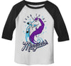 Boy's Magical Unicorn Raglan Born To Be Graphic Tee Magic Inspiring Shirt 3/4 Sleeve
