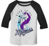 Boy's Magical Unicorn Raglan Born To Be Graphic Tee Magic Inspiring Shirt 3/4 Sleeve-Shirts By Sarah