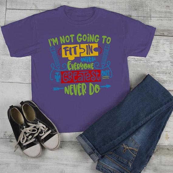 Kids Autism Shirt Puzzle TShirt Not Fit In Greatest Never Do Boy's Girls Cute Autism Support Tee-Shirts By Sarah