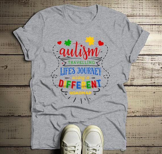 Men's Autism Dad Shirt Autism Journey Shirts Different Road Map Autism T Shirt-Shirts By Sarah