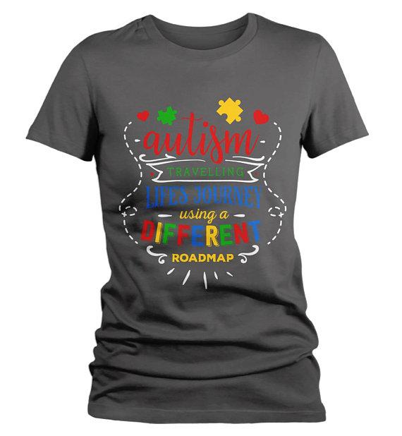 Women's Autism Mom Shirt Autism Journey Shirts Different Road Map Autism T Shirt-Shirts By Sarah