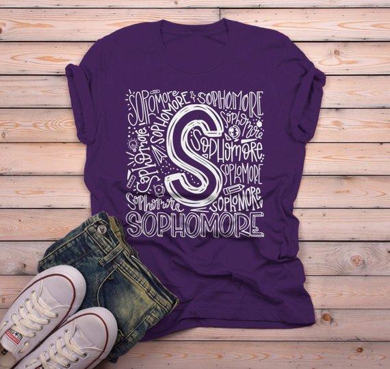 Men's Sophomore T Shirt Class Tee Typography Back To School School Gift Idea Shirts Cool Sophomores-Shirts By Sarah