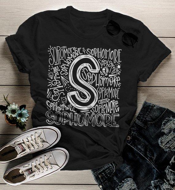 Women's Sophomore T Shirt Class Tee Typography Back To School School Gift Idea Shirts Cool Sophomores-Shirts By Sarah