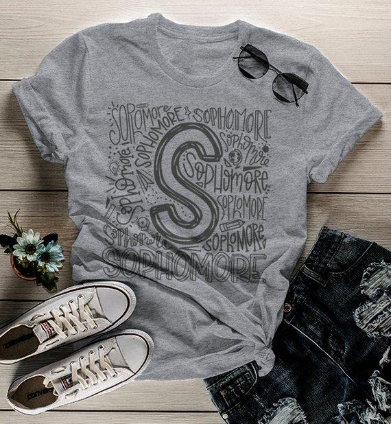 Women's Sophomore T Shirt Class Tee Typography Back To School School Gift Idea Shirts Cool Sophomores-Shirts By Sarah