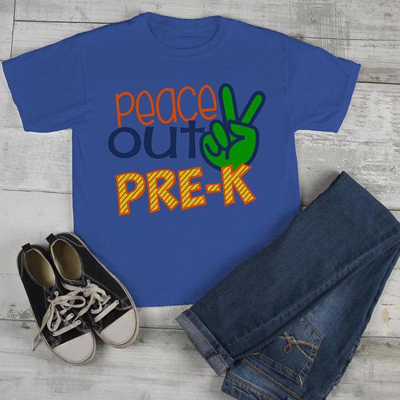 Kids Funny Pre-K T Shirt Peace Out Shirts Last Day School Tee Cute Boy's Girl's School Shirt-Shirts By Sarah