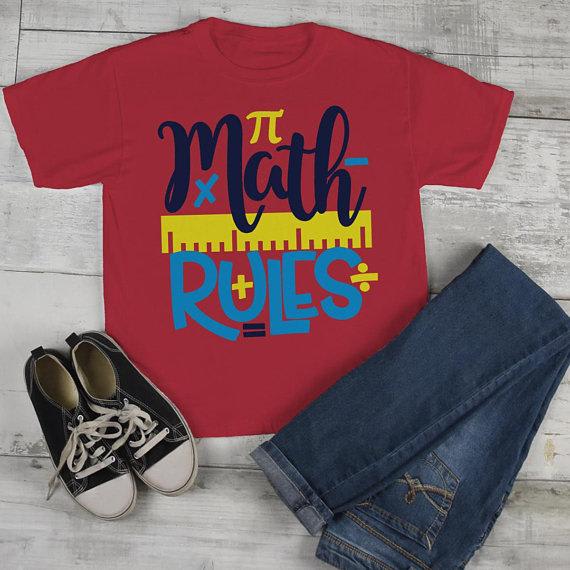 Kids Cute Math T Shirt Math Rules Back To School Shirts Boy's Girl's Tee-Shirts By Sarah