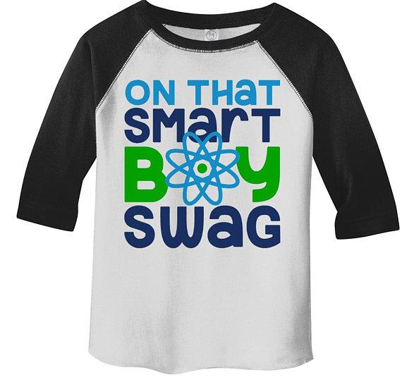 Boy's Funny Shirt Back To School Raglan Smart Boy Swag Science Shirts Cute Boys Shirts By Sarah-Shirts By Sarah
