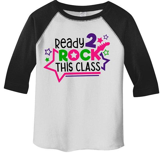Kids Cute School Raglan Rock This Class Shirts Guitar Graphic Boy's Girl's Cute Back To School Shirts By Sarah-Shirts By Sarah