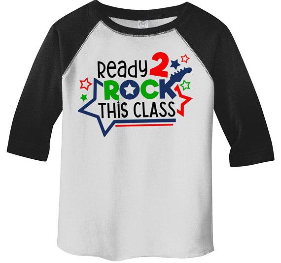 Kids Cute School Raglan Rock This Class Shirts Guitar Graphic Boy's Girl's Cute Back To School Shirts By Sarah-Shirts By Sarah
