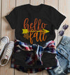 Women's Hello Fall T Shirt Leaf Arrow Shirts Thanksgiving Tee Graphic Season Tshirt