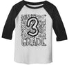 Boy's Cute 3rd Grade T Shirt Typography Cool Raglan 3/4 Sleeve Boy's Girl's Grade 3 Third Back To School TShirt
