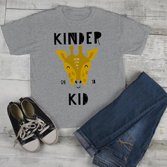 Kids Cute Kindergarten T Shirt Kinder Kid 2018 Giraffe Graphic Tee Boy's Girls School Shirts-Shirts By Sarah