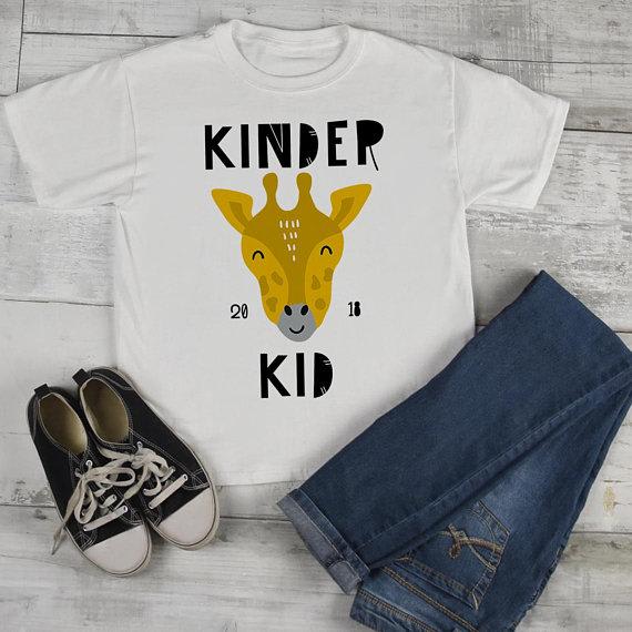 Kids Cute Kindergarten T Shirt Kinder Kid 2018 Giraffe Graphic Tee Boy's Girls School Shirts-Shirts By Sarah