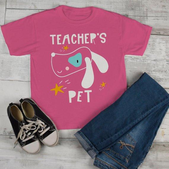 Kids Cute Teacher's Pet T Shirt Adorable Dog Graphic Tee Boy's Girls Back To School Shirts-Shirts By Sarah