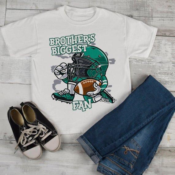 Kids Football T Shirt Brother's Biggest Fan TShirt Sibling Player Graphic Tee Boy's Girl's-Shirts By Sarah