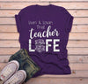 Men's Teacher Life T Shirt Livin' Lovin' Teaching Saying Tee Books Teacher Gift Idea