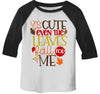 Boy's Cute Fall Shirt Even Leaves Fall For Me Girl's Raglan 3/4 Sleeve Season Shirts Adorable TShirt