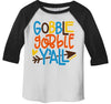 Boy's Thanksgiving Shirt Gobble Gobble Y'all Tee Colorful Turkey Day Shirts 3/4 Sleeve Raglan Toddler Girl's