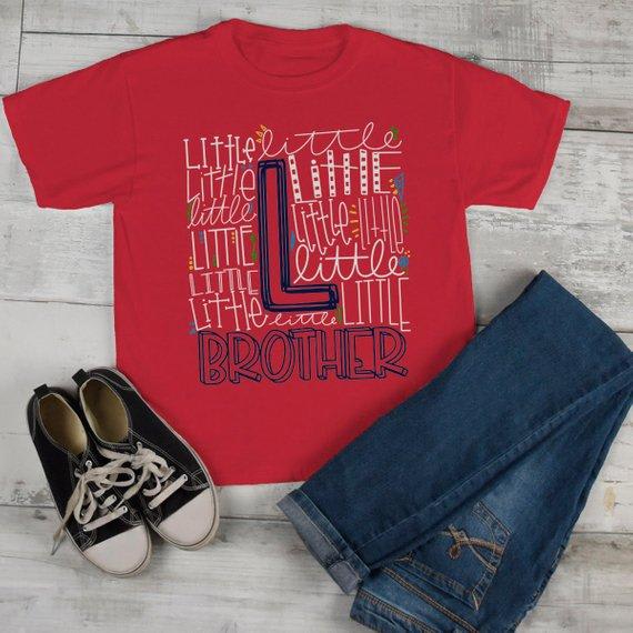 Boy's Little Brother T Shirt Typography Tee Matching Sibling Shirts Cute Tees-Shirts By Sarah