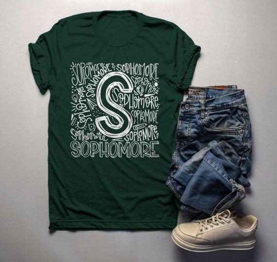 Men's Sophomore T Shirt Class Tee Typography Back To School School Gift Idea Shirts Cool Sophomores-Shirts By Sarah