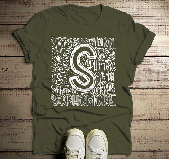 Men's Sophomore T Shirt Class Tee Typography Back To School School Gift Idea Shirts Cool Sophomores-Shirts By Sarah