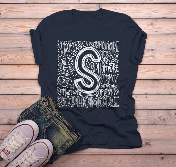 Men's Sophomore T Shirt Class Tee Typography Back To School School Gift Idea Shirts Cool Sophomores-Shirts By Sarah