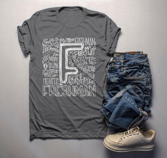 Men's Freshman T Shirt Class Tee Typography Back To School School Gift Idea Shirts Cool Freshmen-Shirts By Sarah
