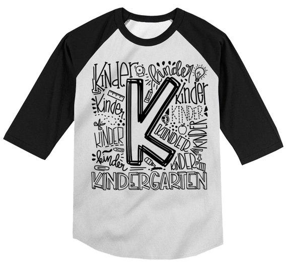 Boy's Cute Kindergarten T Shirt Typography Cool Raglan 3/4 Sleeve Boy's Girl's Grade K Back To School TShirt-Shirts By Sarah