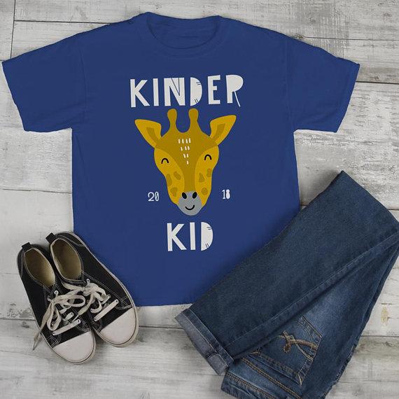 Kids Cute Kindergarten T Shirt Kinder Kid 2018 Giraffe Graphic Tee Boy's Girls School Shirts-Shirts By Sarah