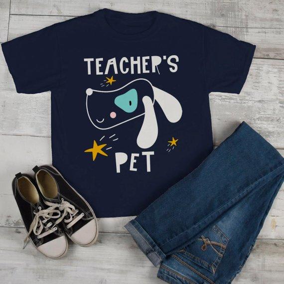 Kids Cute Teacher's Pet T Shirt Adorable Dog Graphic Tee Boy's Girls Back To School Shirts-Shirts By Sarah