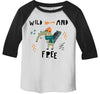 Boy's Scandinavian Shirt Cute Anteater Shirt Wild Free Hipster Shirts Raglan 3/4 Sleeve Boho Cool Hand Drawn Graphic Tee