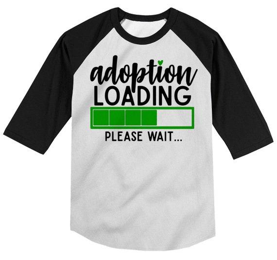 Boy's Adoption T Shirt Cute Adoption Loading Tee Gift Idea Brother Toddler 3/4 Sleeve Raglan-Shirts By Sarah