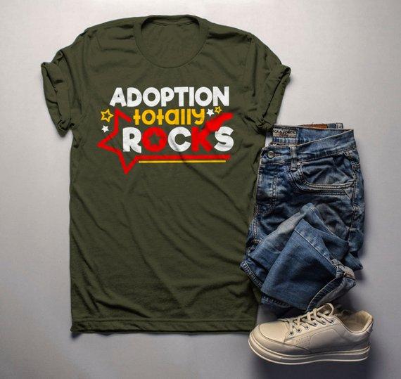 Men's Adoption Rocks T Shirt Cute Matching Adoption Parent Tee Gift Idea Adoptive Dad Parents-Shirts By Sarah