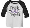Boy's Funny Halloween Shirt Trick Or Treat Graphic Tee Cool Matching Shirts 3/4 Sleeve Raglan Toddler Girl's