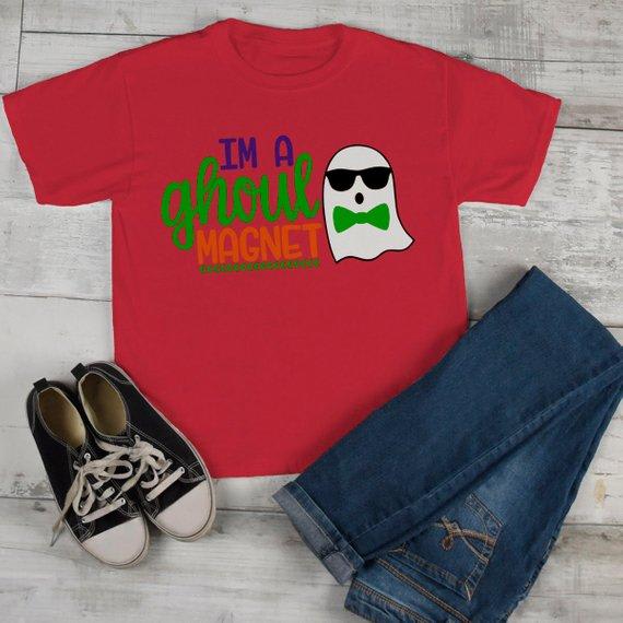 Boy's Funny Halloween T Shirt Ghoul Magnet Ghost Toddler Shirts Adorable Halloween Tee-Shirts By Sarah