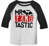 Boy's Funny Halloween Shirt Mr. Fang Tastic Vampire Toddler Shirts Adorable Halloween Top 3/4 Sleeve Raglan