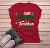 Men's Teacher Shirt Christmas TShirt Merry Teacher Outfit Ornament Tee Winter Shirts Xmas