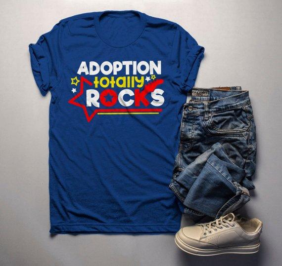 Men's Adoption Rocks T Shirt Cute Matching Adoption Parent Tee Gift Idea Adoptive Dad Parents-Shirts By Sarah