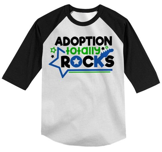 Boy's Adoption Rocks T Shirt Cute Matching Adoption Gift Idea Adoptive Brother Toddler 3/4 Sleeve Raglan-Shirts By Sarah