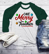 Men's Teacher Shirt Christmas TShirt Merry Teacher Outfit Ornament Tee Winter Shirts Xmas 3/4 Sleeve Raglan