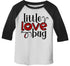 Kids Valentine's Day T Shirt Little Love Bug Shirts Cute Adorable Valentine Tshirt Toddler Tee 3/4 Sleeve Raglan-Shirts By Sarah