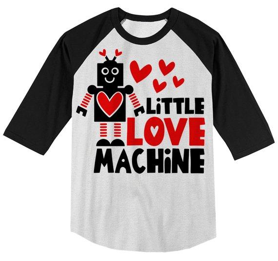 Kids Valentine's Day T Shirt Little Love Machine Shirts Cute Adorable Valentine Tshirt Toddler Tee 3/4 Sleeve Raglan-Shirts By Sarah
