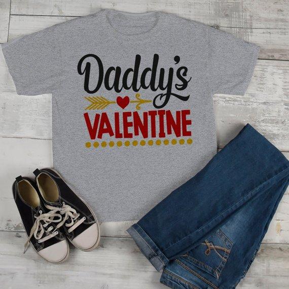 Kids Valentine's Day T Shirt Daddy's Valentine T-Shirt Valentines Shirts Cute Valentine Tee-Shirts By Sarah