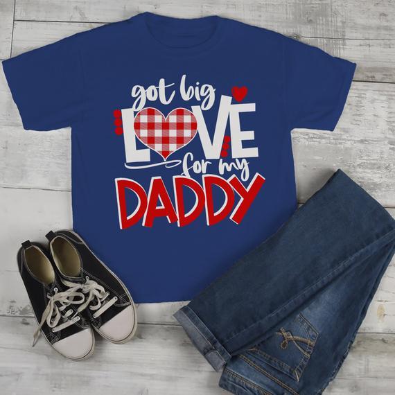 Kids Valentine's Day T Shirt Got Love For Daddy Shirt Plaid Heart Tee Valentines Day Shirts-Shirts By Sarah