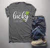 Men's One Lucky Teacher T Shirt St Patrick's Day Tee Lucky Clover Shirts 4 Leaf Clovers St. Pats